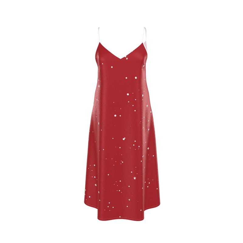 Andromeda Silk Slip Dress in Cosmic Crimson