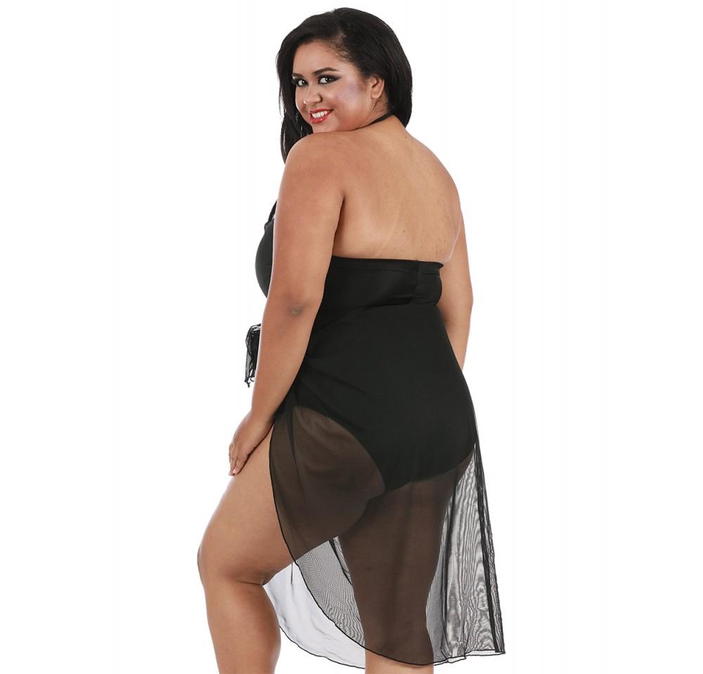 InstantFigure Plus Size Contrast Twist Front One Piece Swimsuit