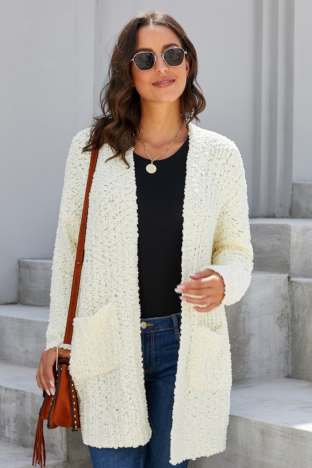 Creamy Pebble Beach Textured Cardigan