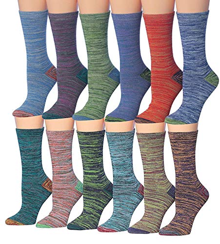 Tipi Toe Women's Plus Size 12 Pairs Colorful Patterned Crew Socks