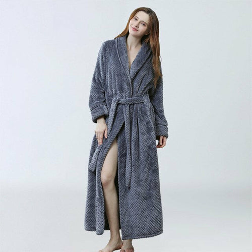 Women Winter Extra Long Robe Soft Warm Plus Size Flannel Peignoir Preg