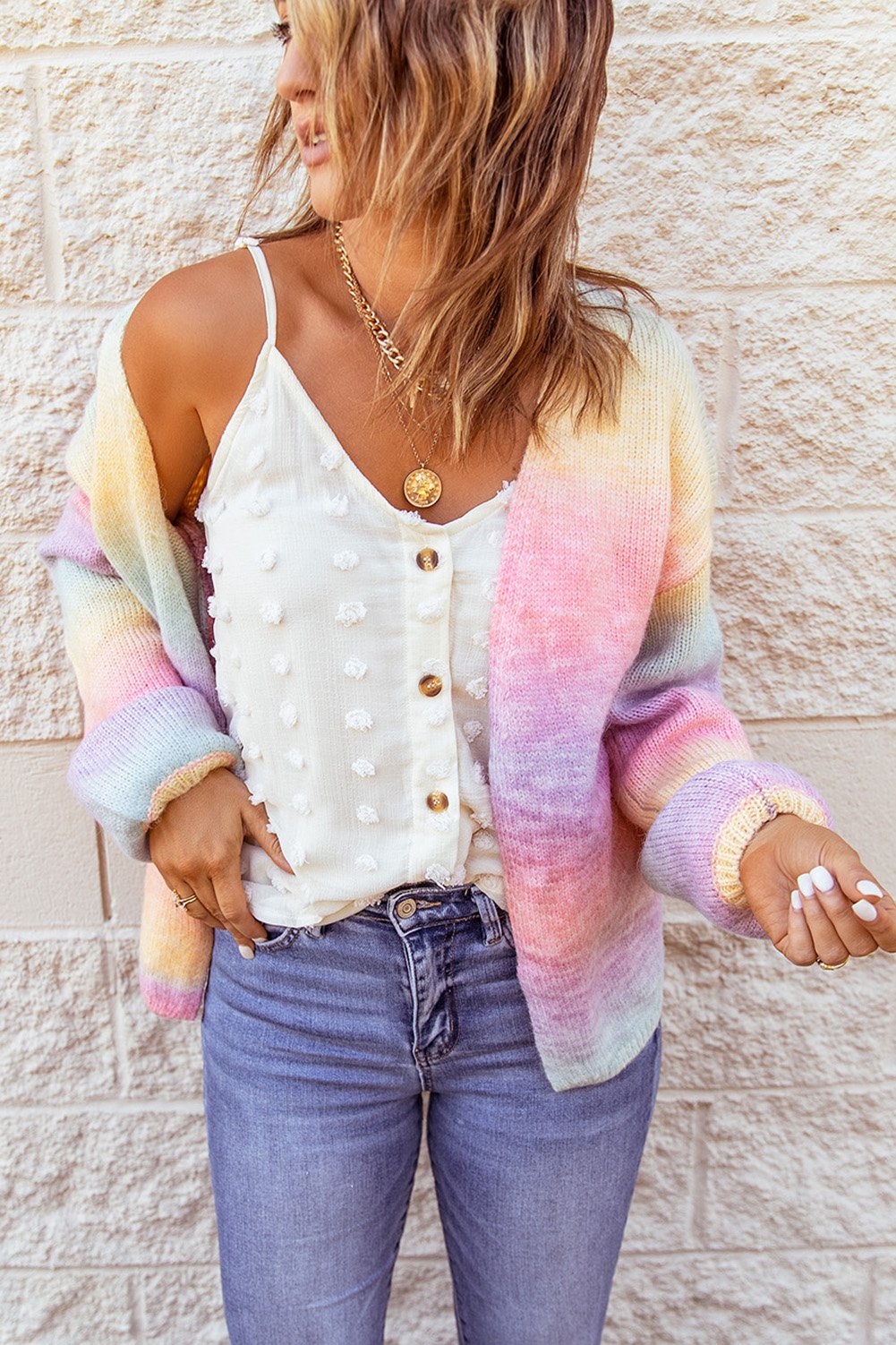 Ombre Tie-dye Wool Cardigan