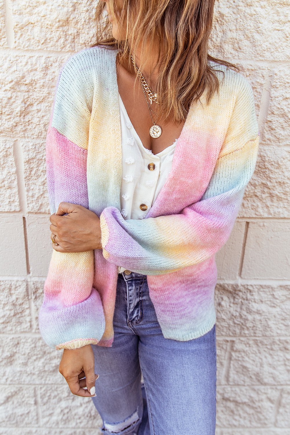 Ombre Tie-dye Wool Cardigan