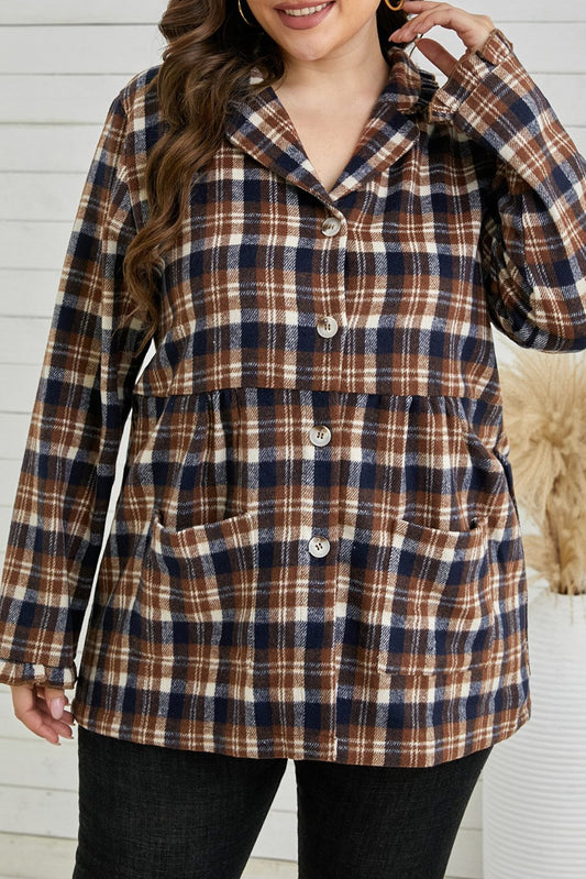 Plaid Print Plus Size Coat