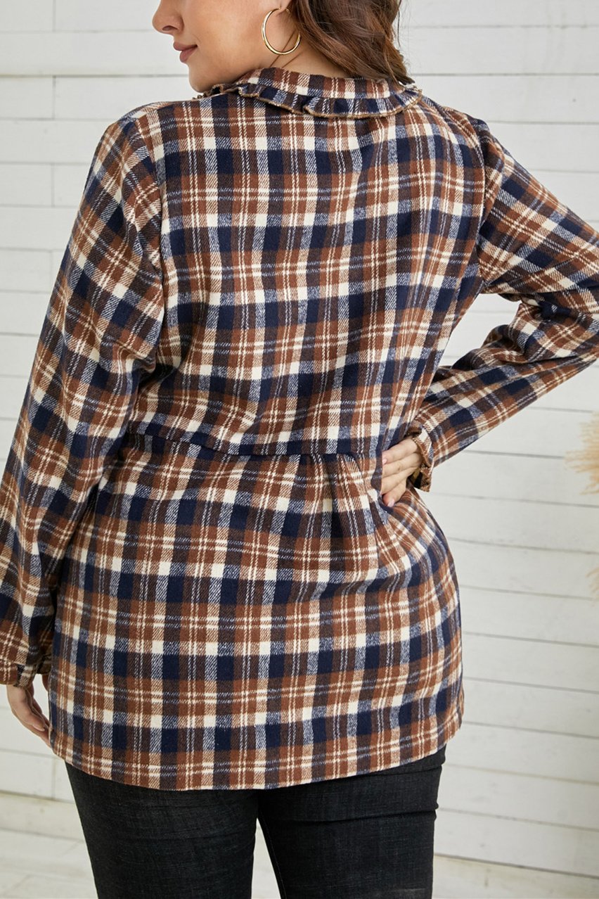 Plaid Print Plus Size Coat