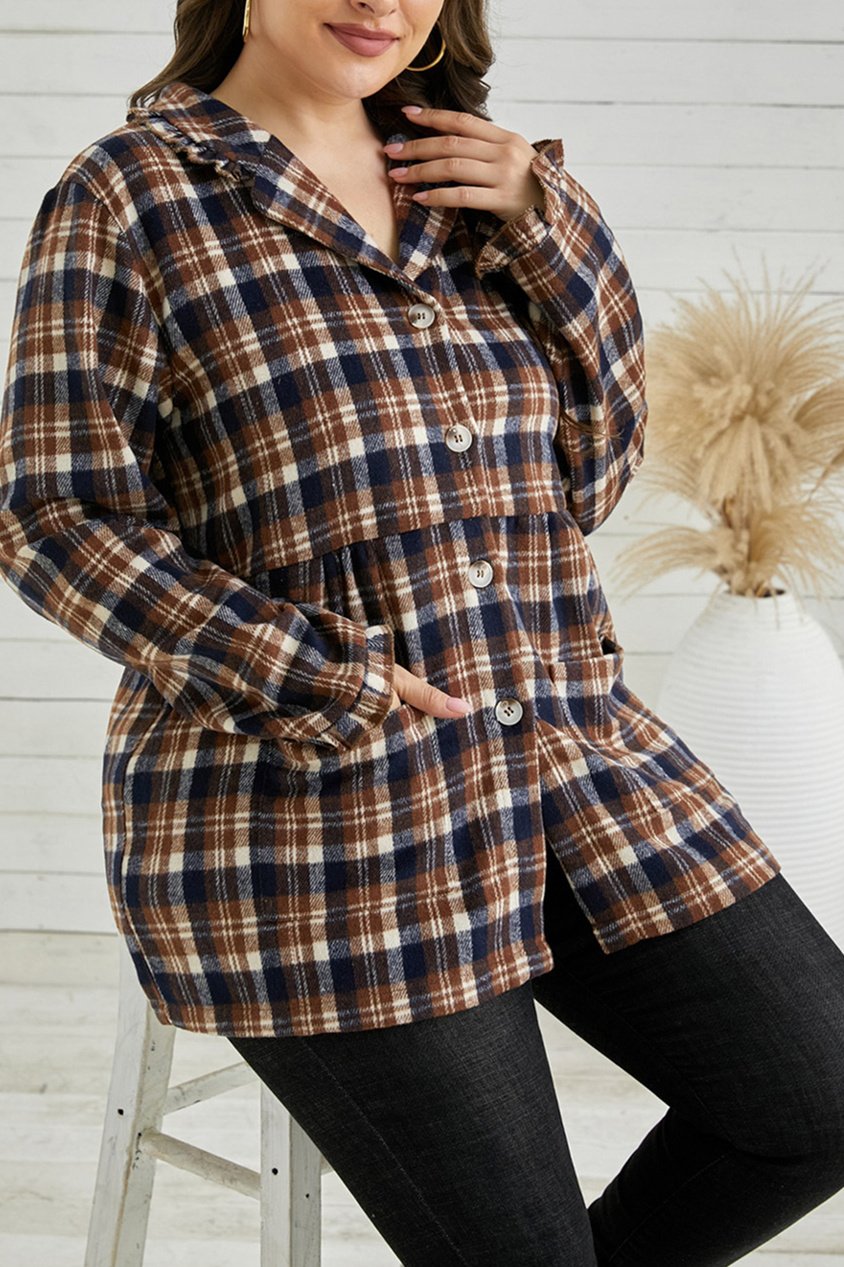 Plaid Print Plus Size Coat