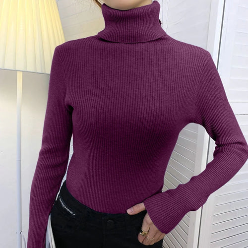 Women Fall Turtleneck Sweater Knitted Soft Pullovers Cashmere Jumpers