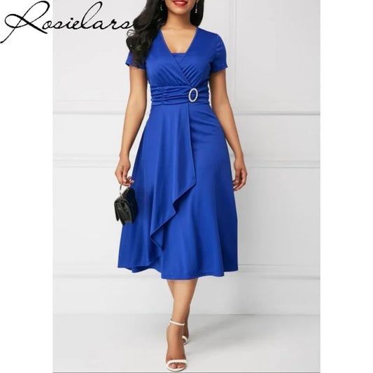 2024 Summer Elegant V-neck Plus Size 4XL 5XL Night Dress Women Dresses