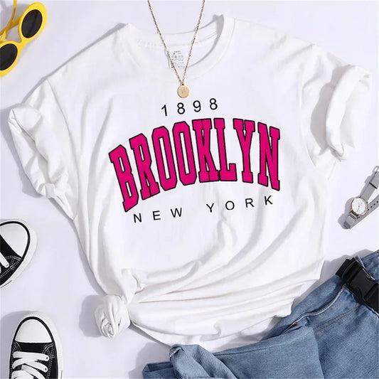 Brooklyn New York Women T-shirts Graphic 1898 Print T Shirt Girl Short