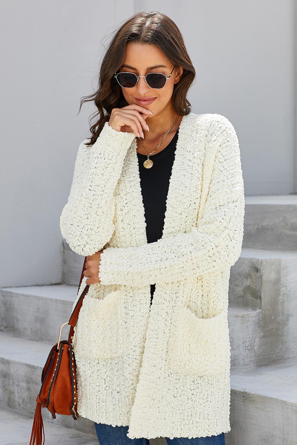 Creamy Pebble Beach Textured Cardigan