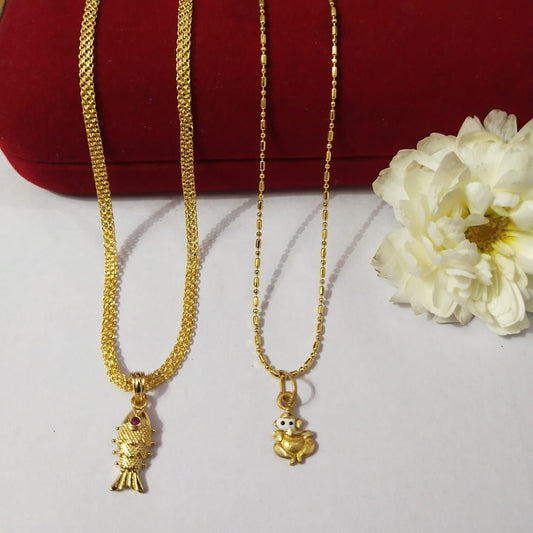 Artificial Gold Plated fish & ganesh Design chains