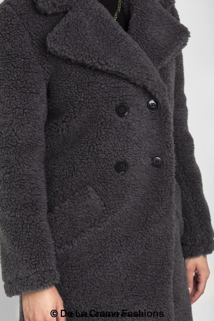 Janine Double Breasted Borg Teddy Coat