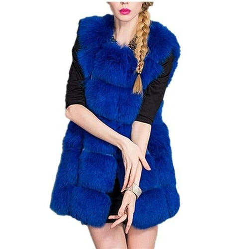 Women's faux fur vest coats Warm Fox Fur Silver Women Coat