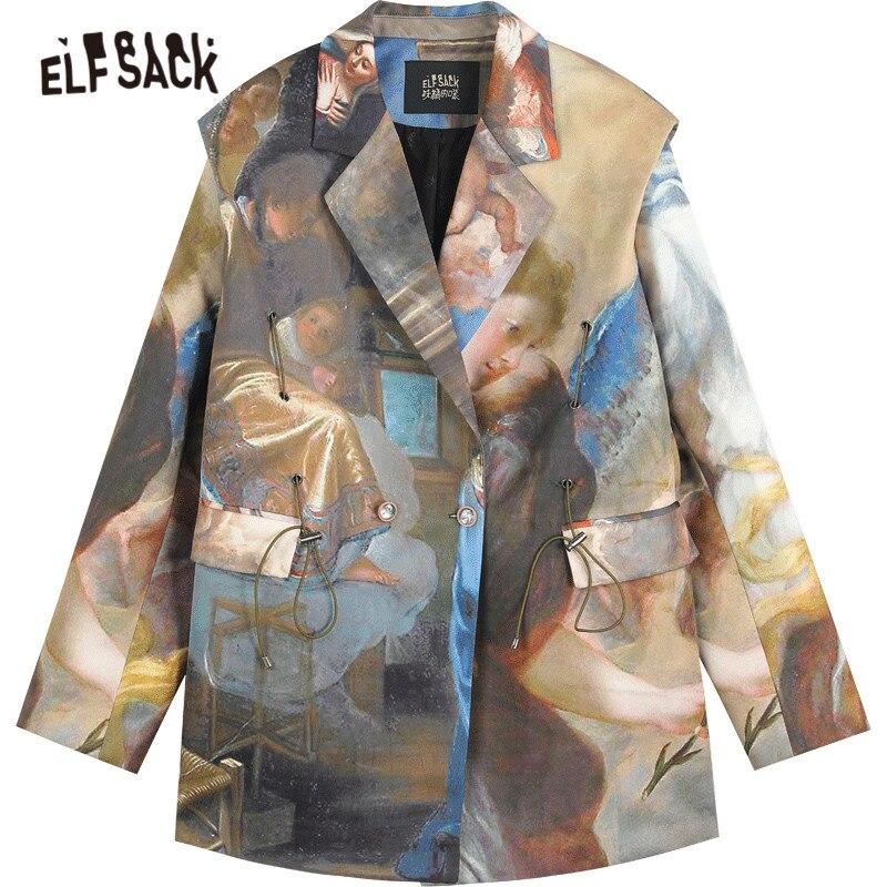 Graphic Chic Single Breasted Korean Blazer Women Jacket Spring ELF