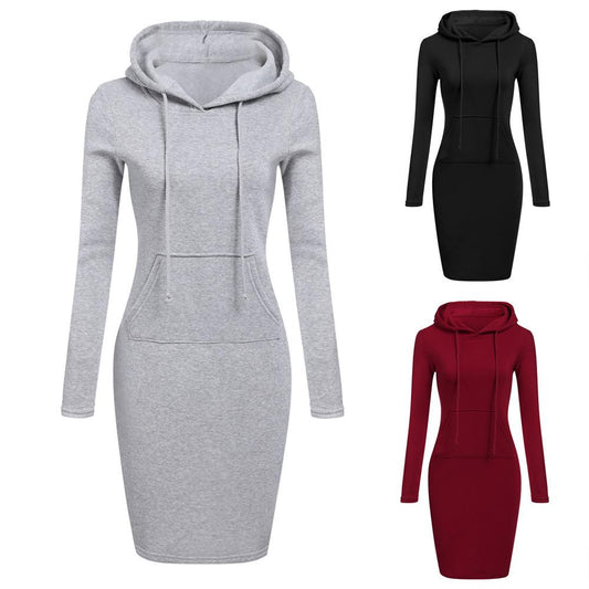 Autumn Winter Women Sweater Dress Warm Fur Fleece Hoodies Long Sleeved