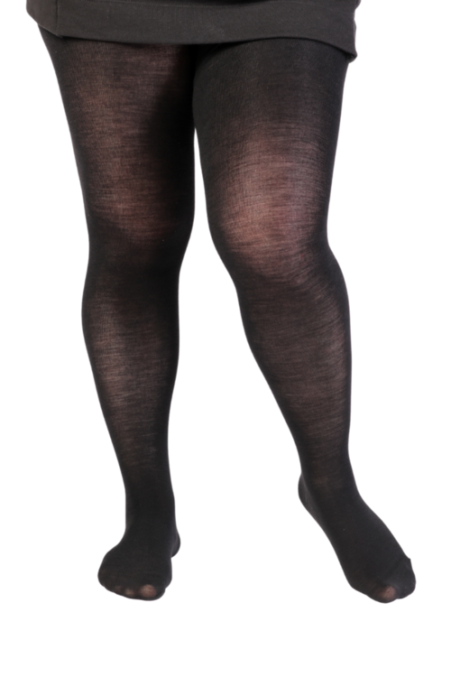 MILANA plus size black merino wool tights for women